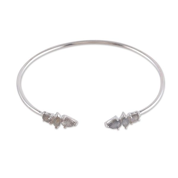 Alternate image for Sterling Silver Cuff Bracelet with Labradorite Gemstones Nocturnal Bliss
