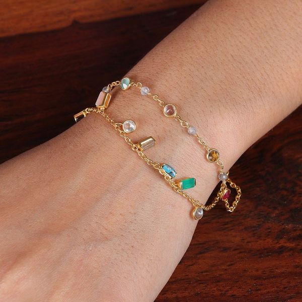 Alternate image for 18k Gold-Plated Multi-Gemstone Charm Strand Bracelet Golden Spells