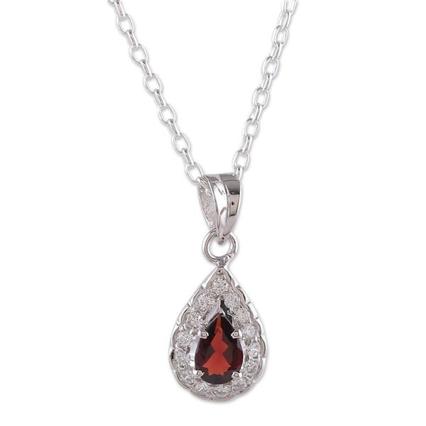 Alternate image for Romantic Natural 1-Carat Drop-Shaped Garnet Pendant Necklace Tear of Romance