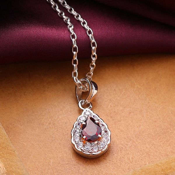 Alternate image for Romantic Natural 1-Carat Drop-Shaped Garnet Pendant Necklace Tear of Romance