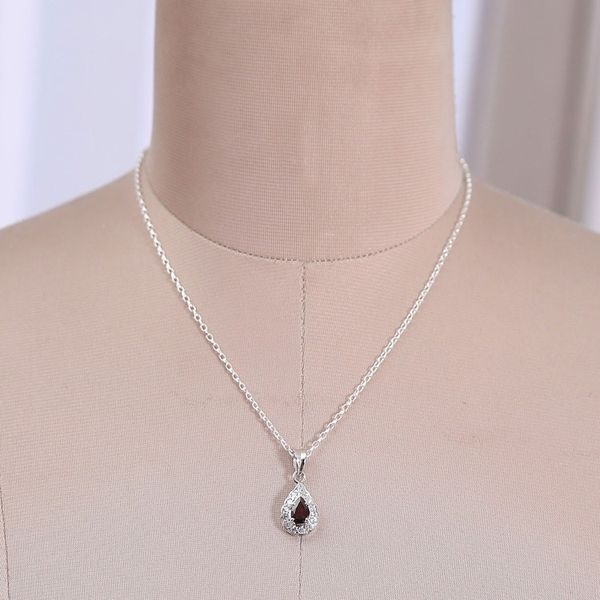 Alternate image for Romantic Natural 1-Carat Drop-Shaped Garnet Pendant Necklace Tear of Romance