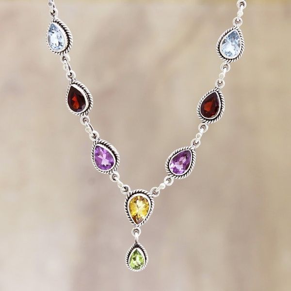 Alternate image for Multi-Gemstone and Sterling Silver Necklace On the Bright Side