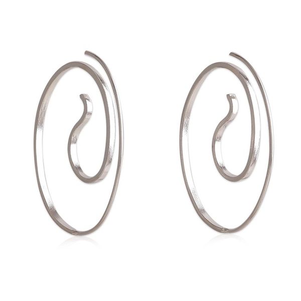 Alternate image for Semi-Abstract High-Polished Sterling Silver Hoop Earrings Ethereal Twists