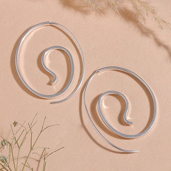 Alternate image for Semi-Abstract High-Polished Sterling Silver Hoop Earrings Ethereal Twists