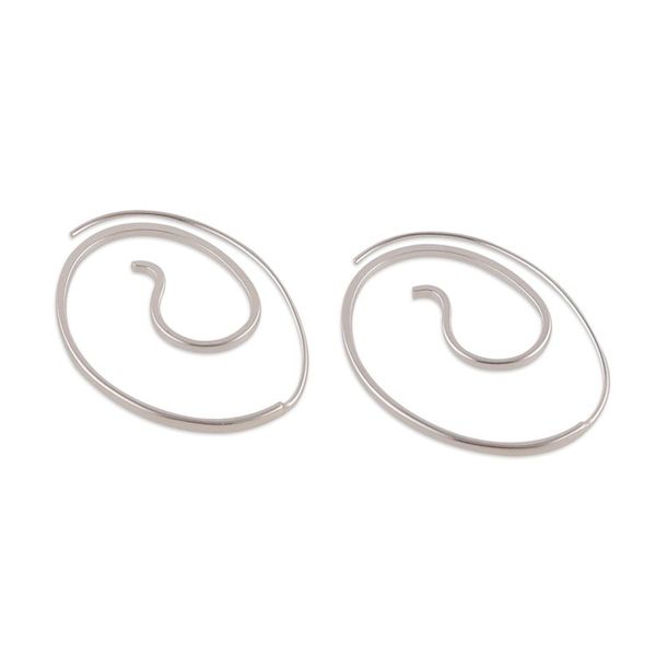 Alternate image for Semi-Abstract High-Polished Sterling Silver Hoop Earrings Ethereal Twists