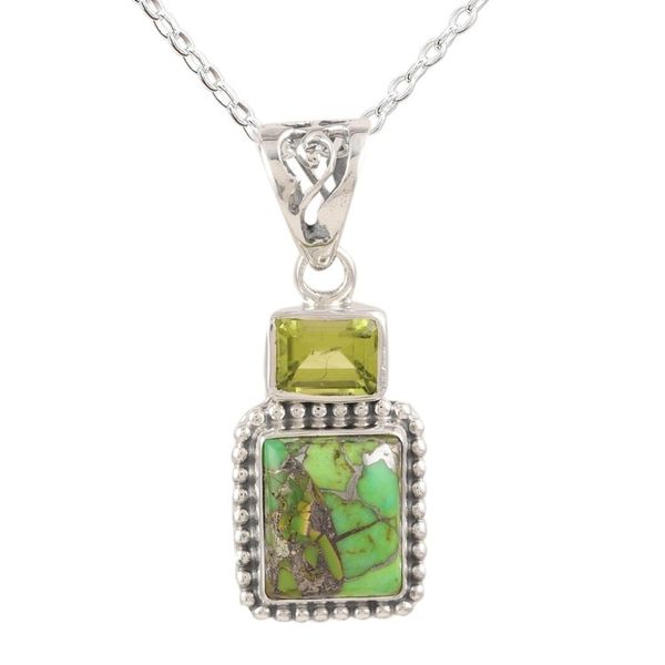 Alternate image for Indian Sterling Silver and Peridot Pendant Necklace Blissful Evening in Green