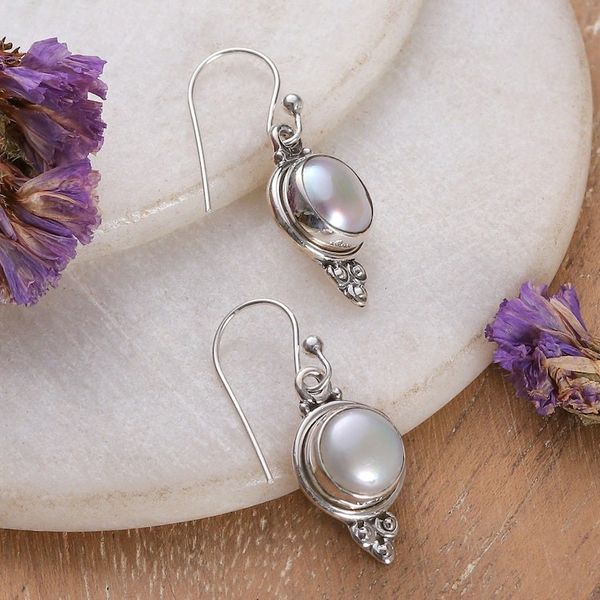 Alternate image for Classic Cultured Pearl and Sterling Silver Dangle Earrings Classic Ocean