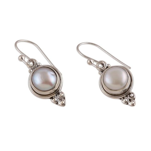 Alternate image for Classic Cultured Pearl and Sterling Silver Dangle Earrings Classic Ocean