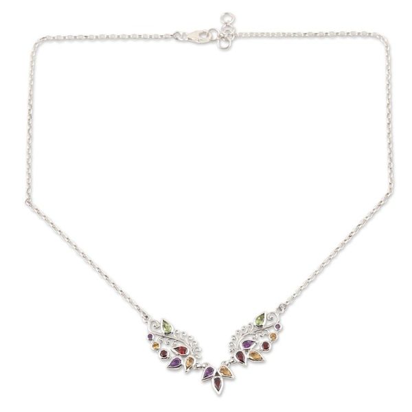 Alternate image for Amethyst and Garnet Gemstone Pendant Necklace Fruit Salad