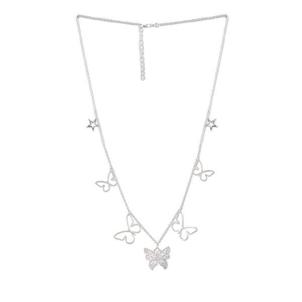 Alternate image for Polished Butterfly-Themed Sterling Silver Charm Necklace Enchanted Desires