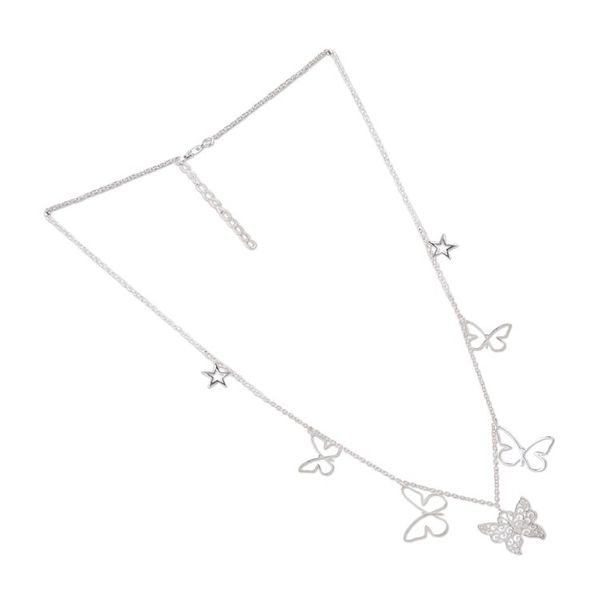 Alternate image for Polished Butterfly-Themed Sterling Silver Charm Necklace Enchanted Desires