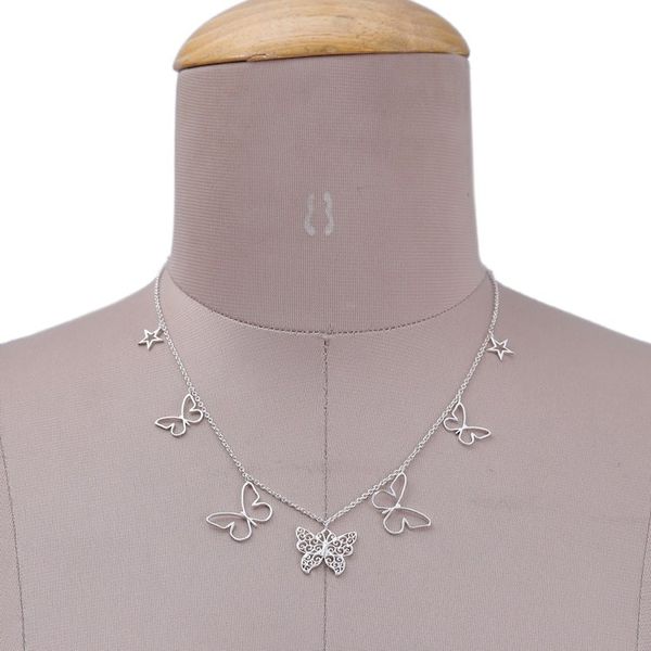 Alternate image for Polished Butterfly-Themed Sterling Silver Charm Necklace Enchanted Desires