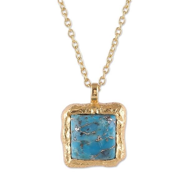 Alternate image for High-Polished 18k Gold-Plated Composite Turquoise Necklace Glorious Island