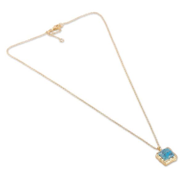 Alternate image for High-Polished 18k Gold-Plated Composite Turquoise Necklace Glorious Island