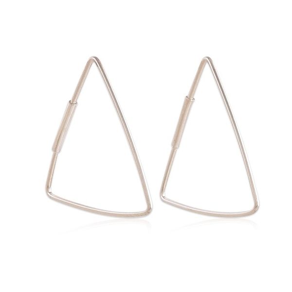 Alternate image for Triangle-Shaped High-Polished Sterling Silver Hoop Earrings Chic Pyramids