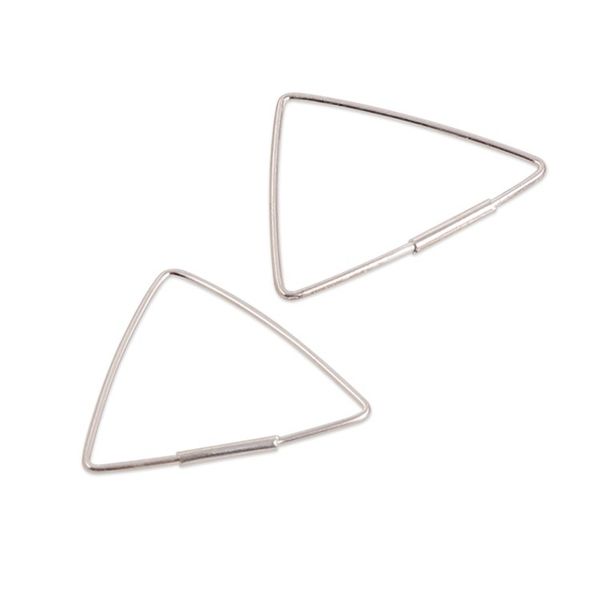 Alternate image for Triangle-Shaped High-Polished Sterling Silver Hoop Earrings Chic Pyramids
