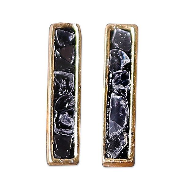 Alternate image for 18k Gold-Plated Rectangular Clear Quartz Stud Earrings Victorious Bliss