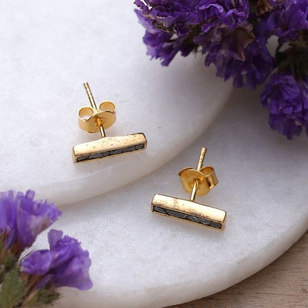 Alternate image for 18k Gold-Plated Rectangular Clear Quartz Stud Earrings Victorious Bliss