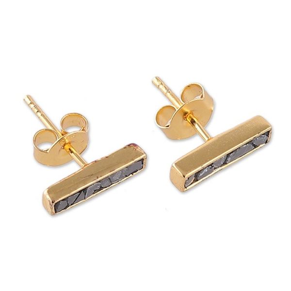 Alternate image for 18k Gold-Plated Rectangular Clear Quartz Stud Earrings Victorious Bliss