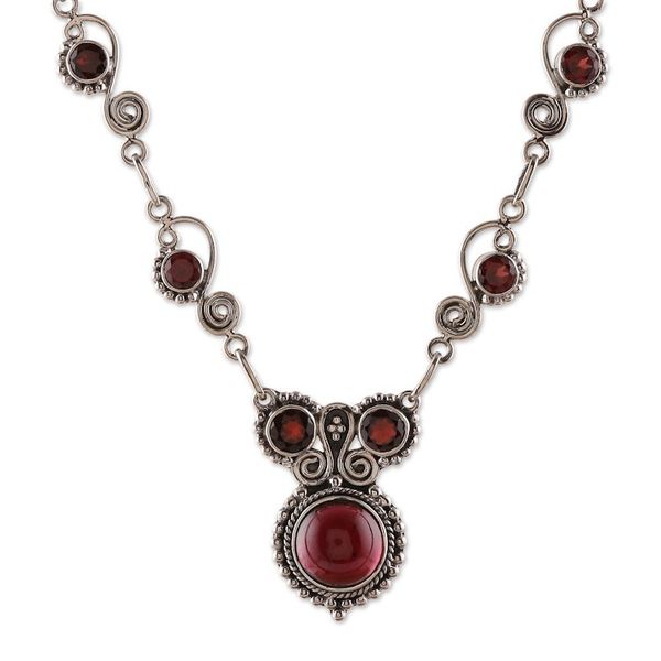 Alternate image for Traditional 4-Carat Natural Garnet Pendant Necklace Passionate Magic