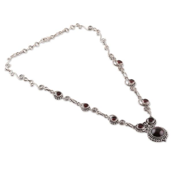 Alternate image for Traditional 4-Carat Natural Garnet Pendant Necklace Passionate Magic