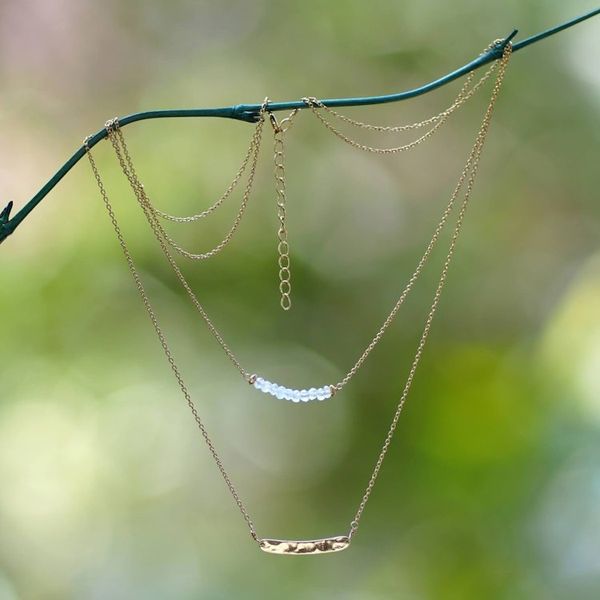Alternate image for Double-Strand Necklace with Rainbow Moonstone Sparkle Gleam