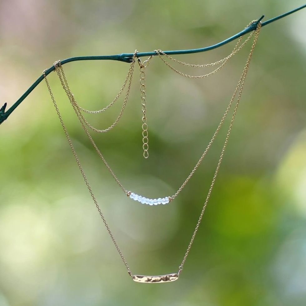 Double-Strand Necklace with Rainbow Moonstone 'Sparkle Gleam'