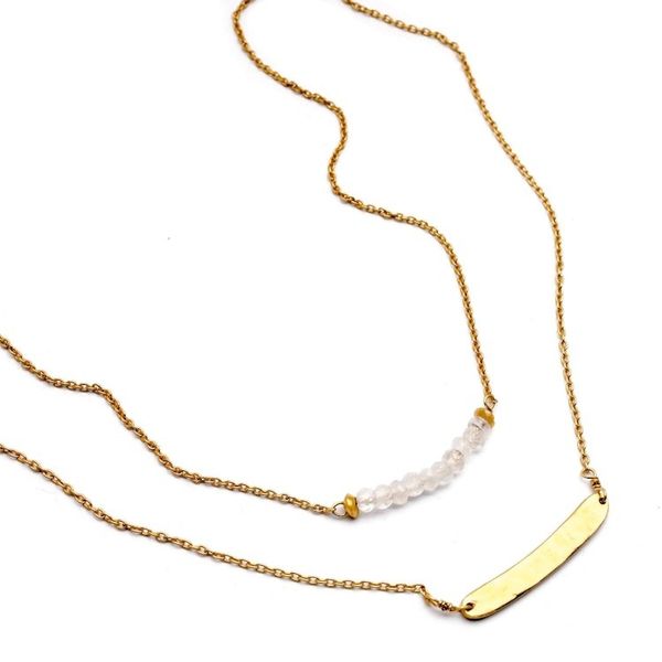 Alternate image for Double-Strand Necklace with Rainbow Moonstone Sparkle Gleam