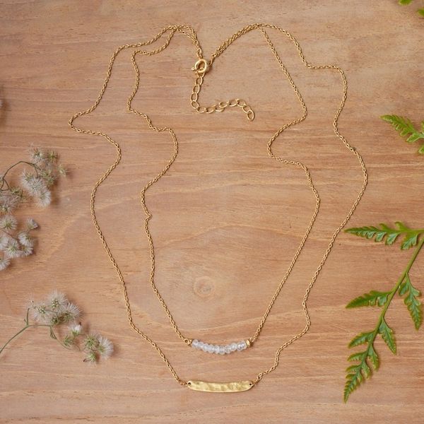 Alternate image for Double-Strand Necklace with Rainbow Moonstone Sparkle Gleam
