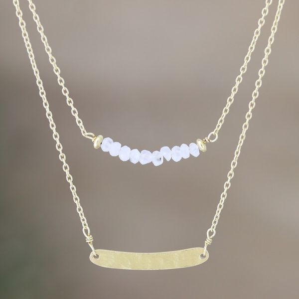 Alternate image for Double-Strand Necklace with Rainbow Moonstone Sparkle Gleam