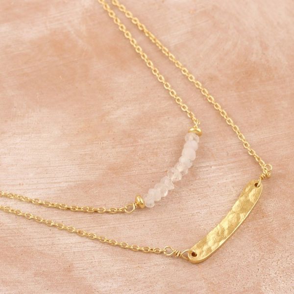 Alternate image for Double-Strand Necklace with Rainbow Moonstone Sparkle Gleam