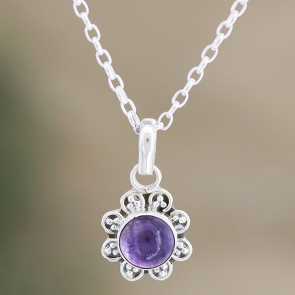 Alternate image for Artisan Crafted Amethyst Necklace Gracious Flower