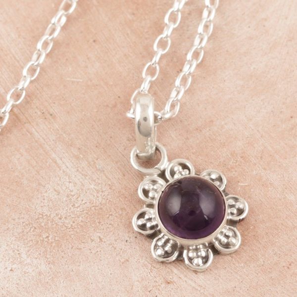 Alternate image for Artisan Crafted Amethyst Necklace Gracious Flower