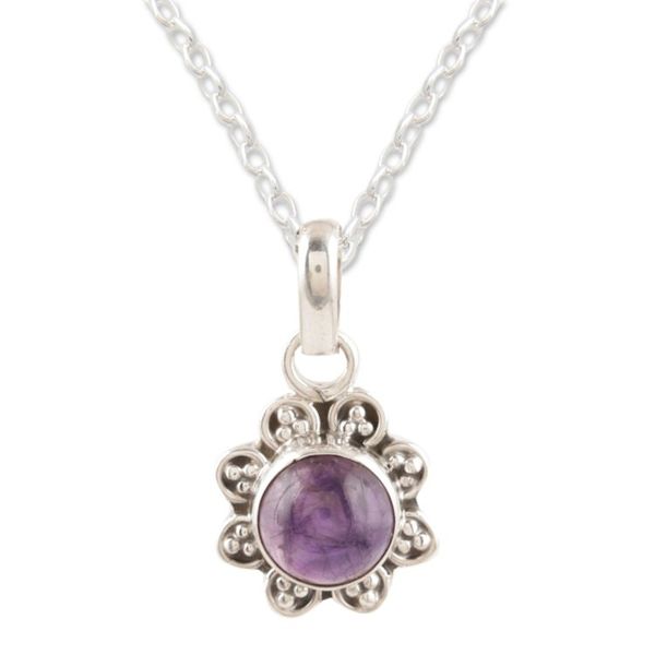 Alternate image for Artisan Crafted Amethyst Necklace Gracious Flower