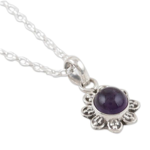 Alternate image for Artisan Crafted Amethyst Necklace Gracious Flower
