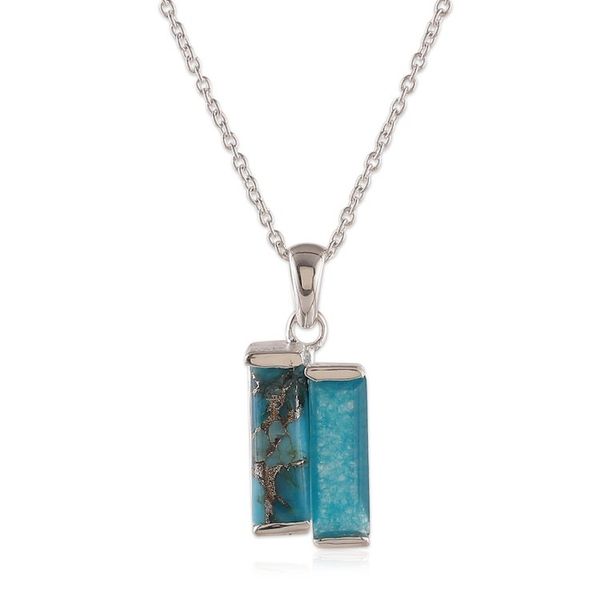 Alternate image for Abstract Composite Turquoise and Quartz Pendant Necklace Oceanic Dimensions