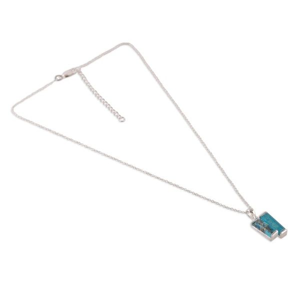 Alternate image for Abstract Composite Turquoise and Quartz Pendant Necklace Oceanic Dimensions