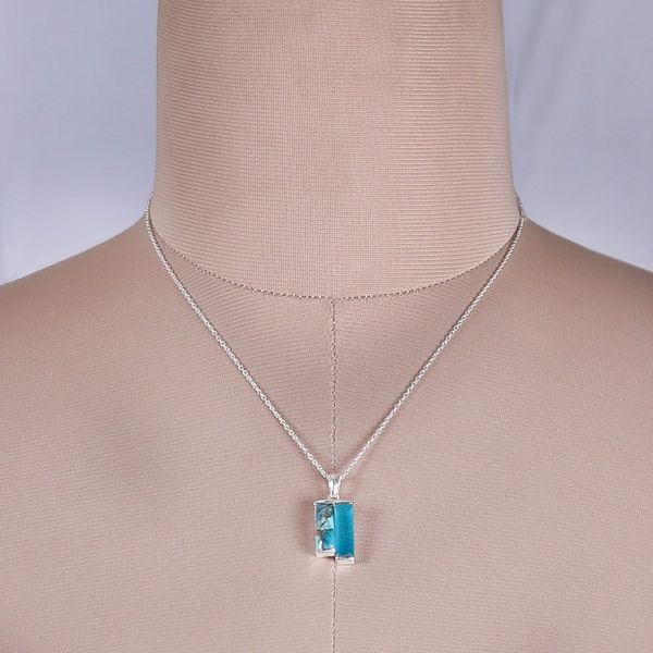 Alternate image for Abstract Composite Turquoise and Quartz Pendant Necklace Oceanic Dimensions