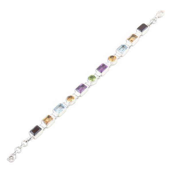 Alternate image for 14-Carat Faceted Multi-Gemstone Link Bracelet from India United Gems