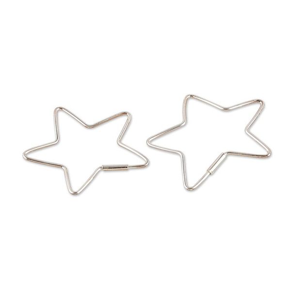 Alternate image for Star-Shaped Sterling Silver Hoop Earrings from India Written in the Stars