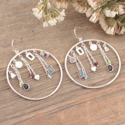 Alternate image for Handmade Amethyst and Chalcedony Dangle Earring Celebration