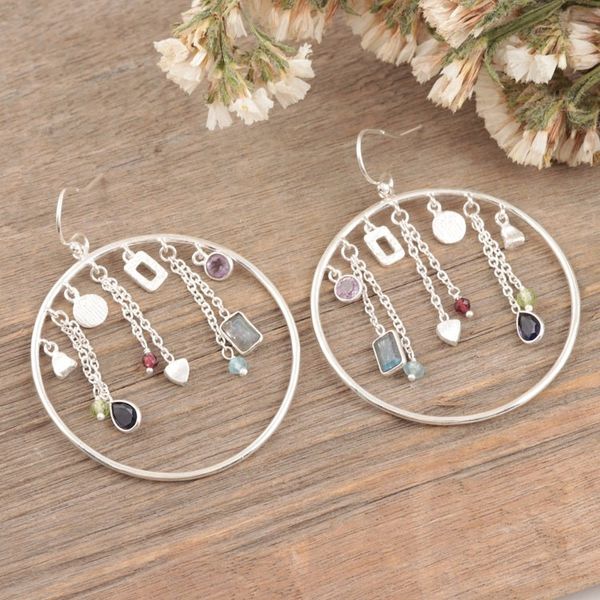 Alternate image for Handmade Amethyst and Chalcedony Dangle Earring Celebration