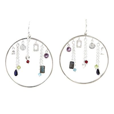 Alternate image for Handmade Amethyst and Chalcedony Dangle Earring Celebration