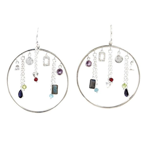 Alternate image for Handmade Amethyst and Chalcedony Dangle Earring Celebration