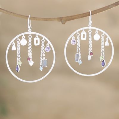 Alternate image for Handmade Amethyst and Chalcedony Dangle Earring Celebration