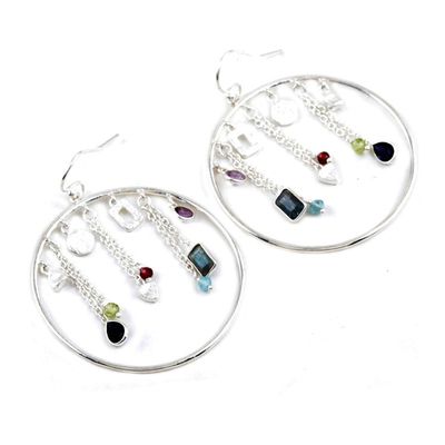 Alternate image for Handmade Amethyst and Chalcedony Dangle Earring Celebration