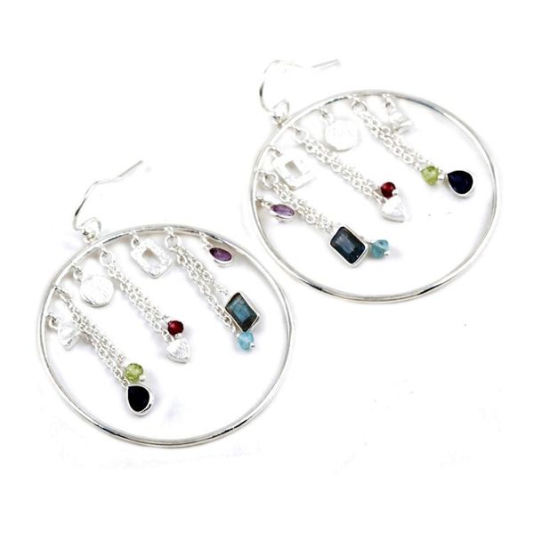 Alternate image for Handmade Amethyst and Chalcedony Dangle Earring Celebration