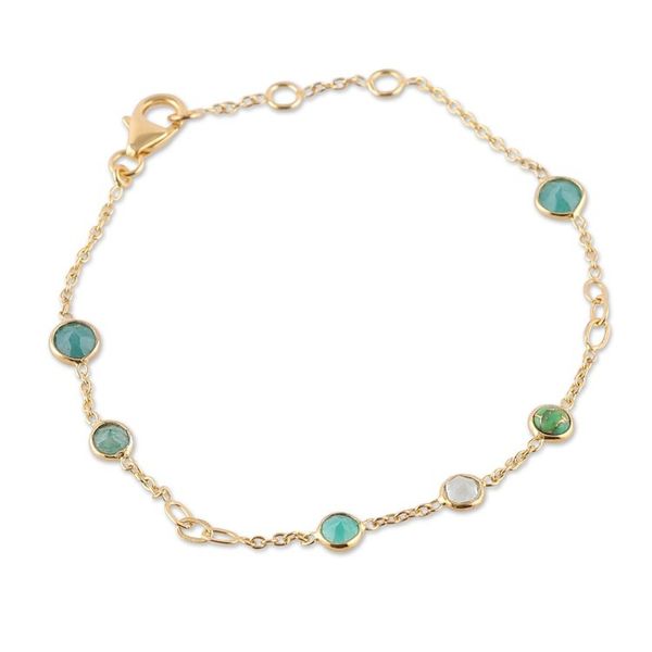 Alternate image for 18k Gold-Plated 1-Carat Multi-Gemstone Station Bracelet Green Divinity