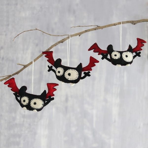 Alternate image for Handmade Halloween Bat Ornaments Set of 3 Mystic Bats