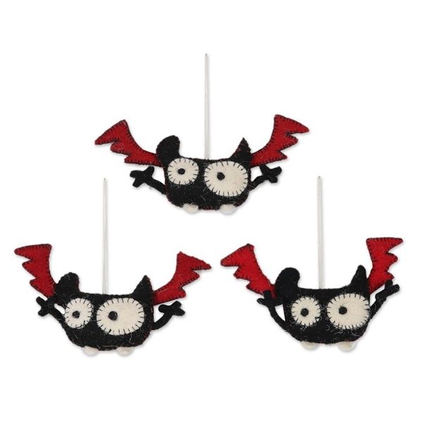 Alternate image for Handmade Halloween Bat Ornaments Set of 3 Mystic Bats
